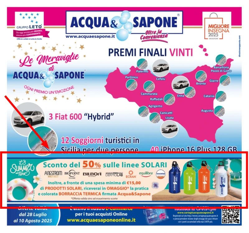 Borraccia in omaggio con la tua spesa di Solari da Acqua & Sapone