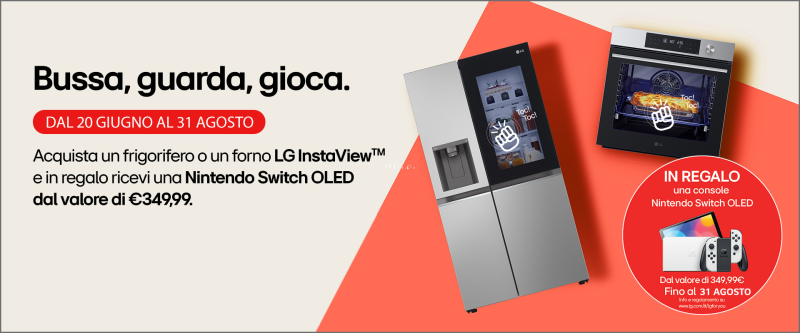 Promozione LG: Acquista un frigorifero o un forno InstaView™ e ricevi una Nintendo Switch OLED