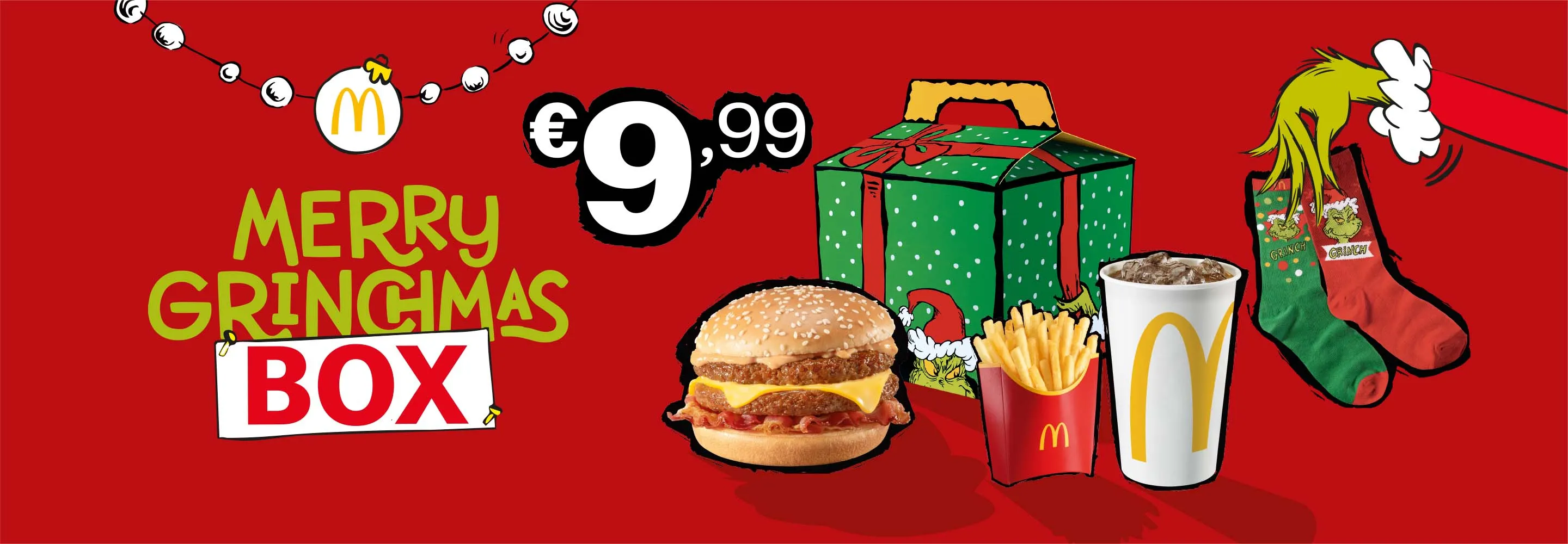Image for McDonald’s Merry Grinchmas Box 2025: McMenu Large + calze del Grinch a 9,99€