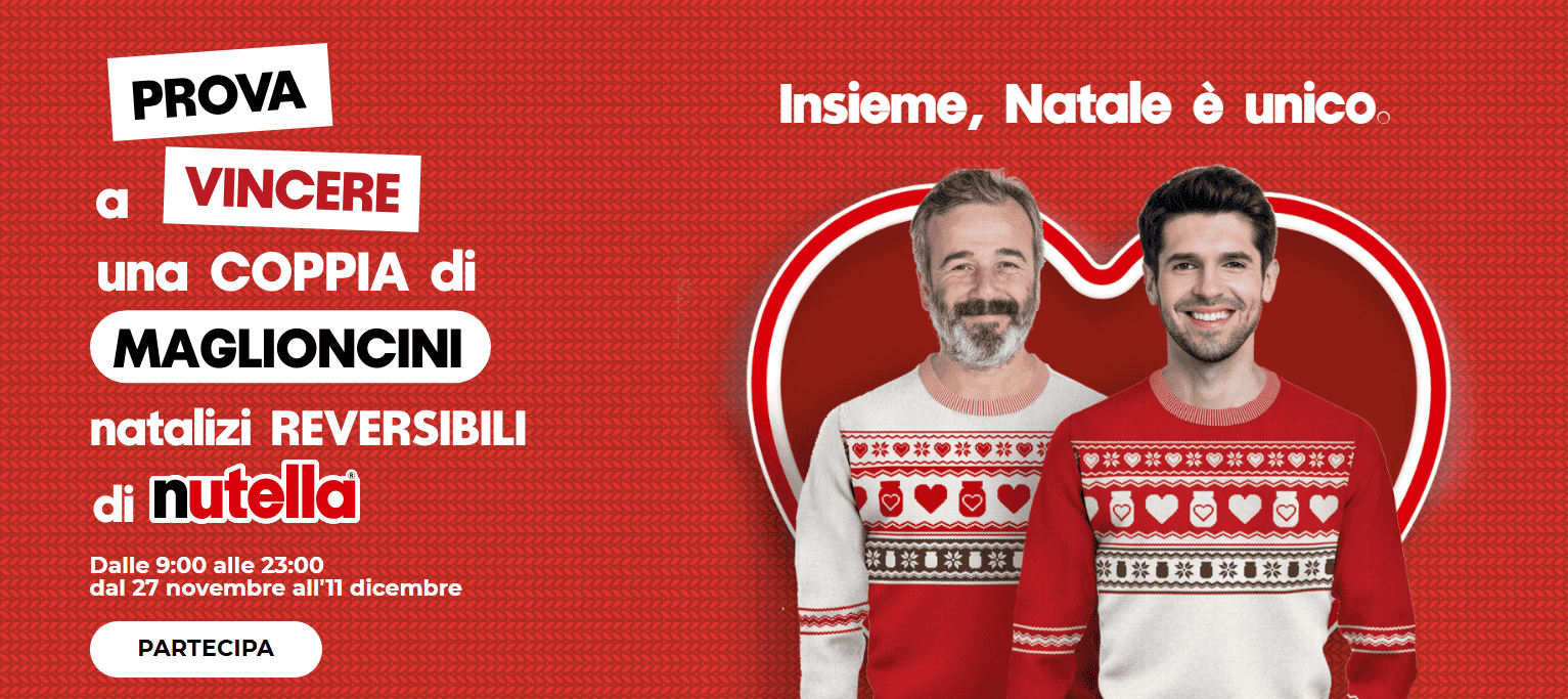 Image for Vinci i Maglioncini di Natale Nutella 2025: 200 coppie GRATIS ogni giorno!