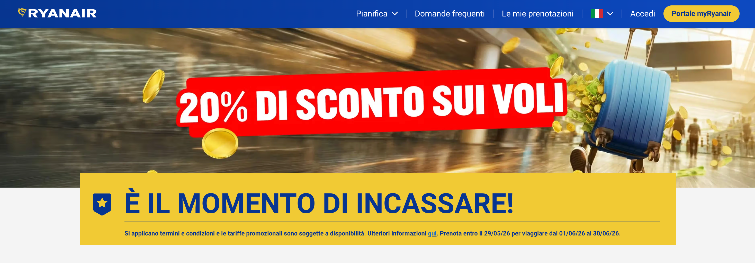 Image for Codice Ryanair: a giugno viaggia in Europa con lo sconto del 20%